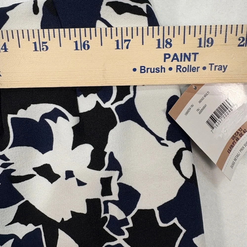 NWT Womens Stylish Size 12 Kasper Floral Lined Pencil Skirt Black White Blue - Picture 9 of 9